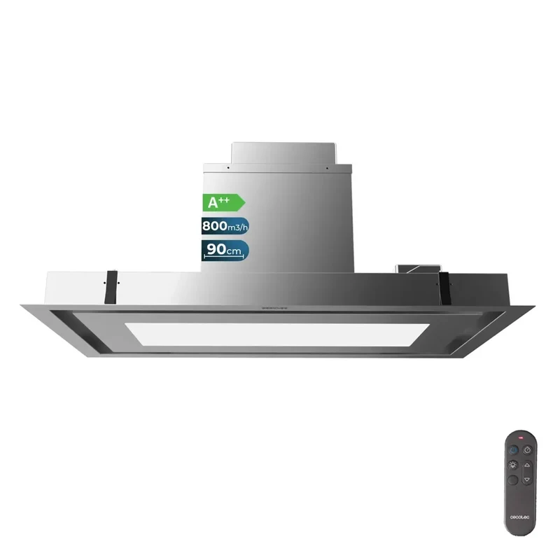 Campana de Techo Bolero Flux TIR 908000 Inox 90cm Succión 800m3/h Motor 210W A++ Control Remoto y Luz de Cecotec