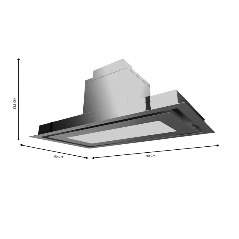 Campana de Techo Bolero Flux TIR 908000 Inox 90cm Succión 800m3/h Motor 210W A++ Control Remoto y Luz de Cecotec