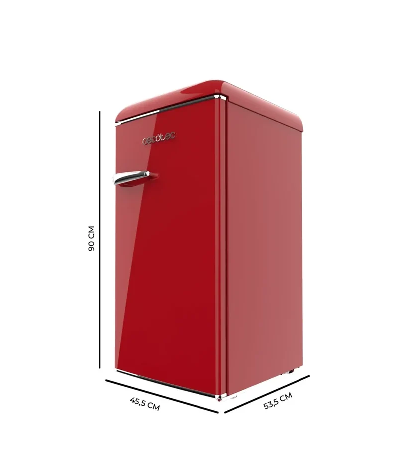 Mini frigorífico retro Bolero CoolMarket TT Origin 90L en rojo con ICEBOX y tirador cromado de Cecotec