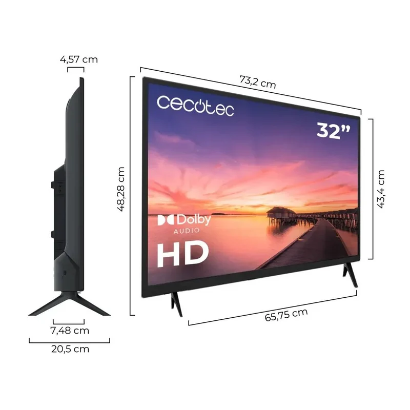 Televisión LED 32 pulgadas HD con Dolby y memoria flash para una experiencia audiovisual superior de Cecotec