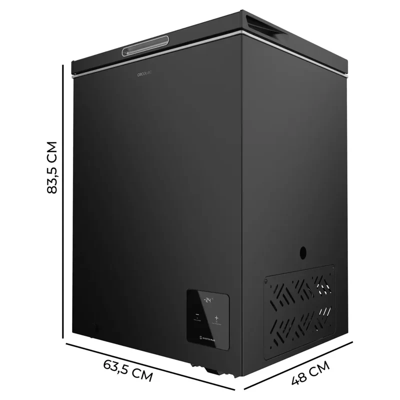 Congelador Horizontal Bolero CoolMarket 142L Negro Compresor Inverter Plus Modo Fast Freezing Eficiencia Energética E de Cecotec