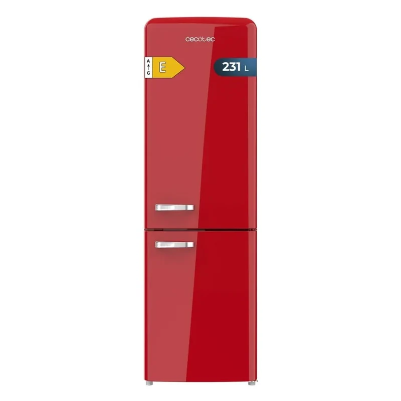 Frigorífico Combi Retro rojo Bolero CoolMarket 231L no Frost 176cm con Modo Fast Cooling y Multi Air Flow Cecotec