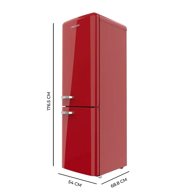 Frigorífico Combi Retro rojo Bolero CoolMarket 231L no Frost 176cm con Modo Fast Cooling y Multi Air Flow Cecotec