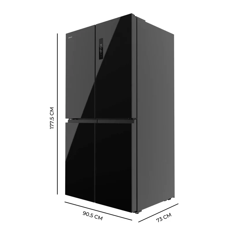 Frigorífico Bolero CoolMarket 4D 601 litros Cristal Negro Tecnología NoFrost y Motor Inverter Plus Ecológico de Cecotec