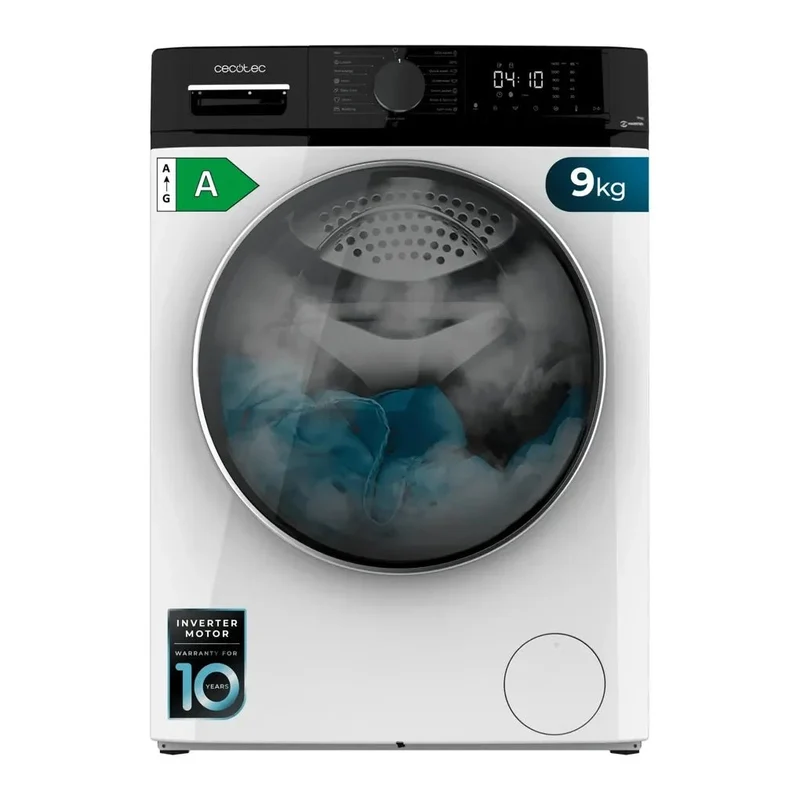 Lavadora Bolero DressCode 9610 de 9 Kg 1400 RPM con Steam Max y motores inverter para un lavado eficiente de Cecotec