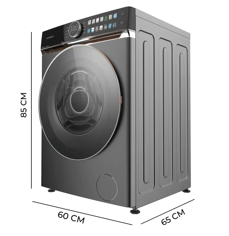Lavadora Bolero DressCode 12 kg Direct Drive acero A 1400 rpm con pantalla FullColor y funciones avanzadas de Cecotec