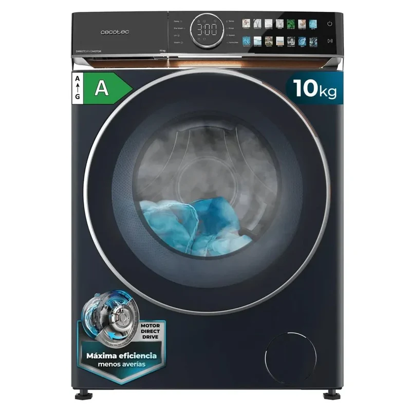 Lavadora Bolero 10 kg Direct Drive A con pantalla FullColor luz UV y funciones avanzadas como SteamMax y Drum Clean Plus de Cecotec