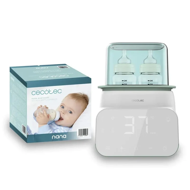 Calienta Biberones Doble Nana BabyCare con Pantalla 4 Modos Libre de BPA y Cestillo de Almacenamiento Seguro de Cecotec