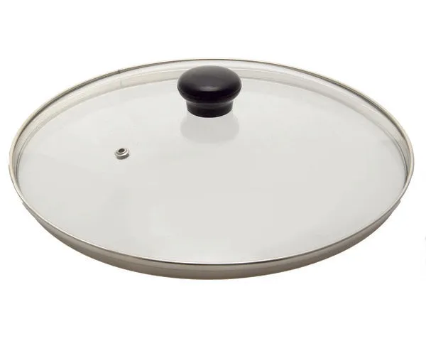 Tapa cristal inox con válvula ø 28 cm.