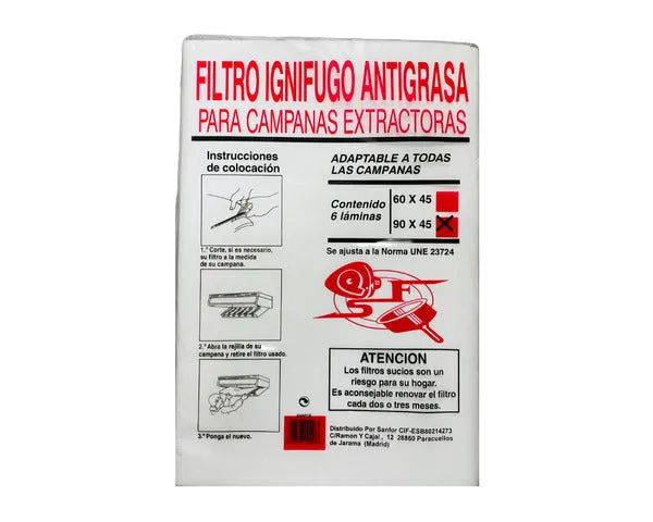 FILTRO PAPEL CAMPANA EXTRACTORA 90x45 6U