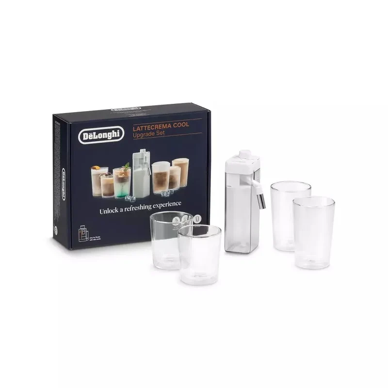 Set jarra LatteCrema Cool con 4 vasos DeLonghi Rivelia y PrimaDonna DLSC032 AS00006309