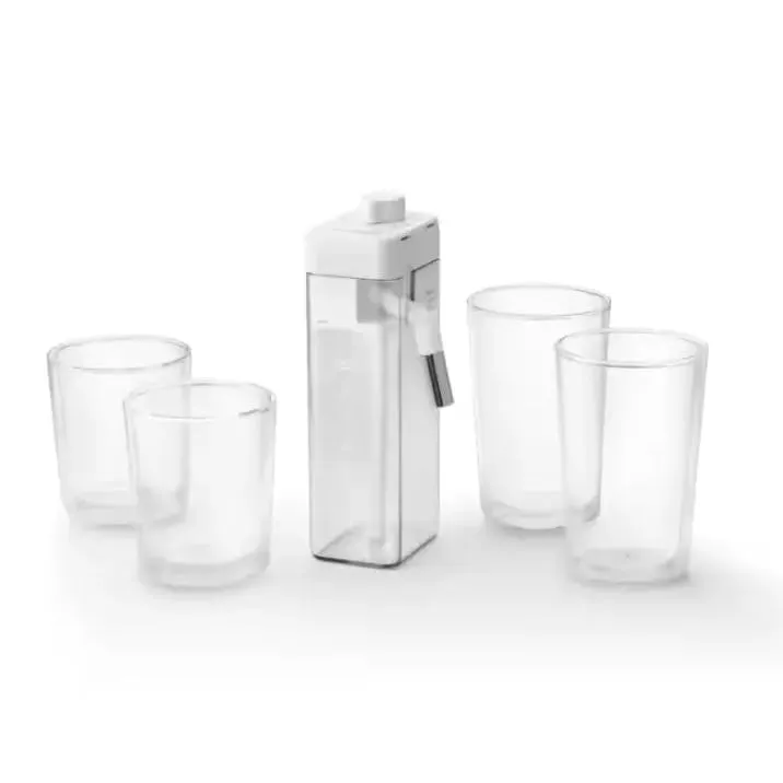 Set jarra LatteCrema Cool con 4 vasos DeLonghi Rivelia y PrimaDonna DLSC032 AS00006309