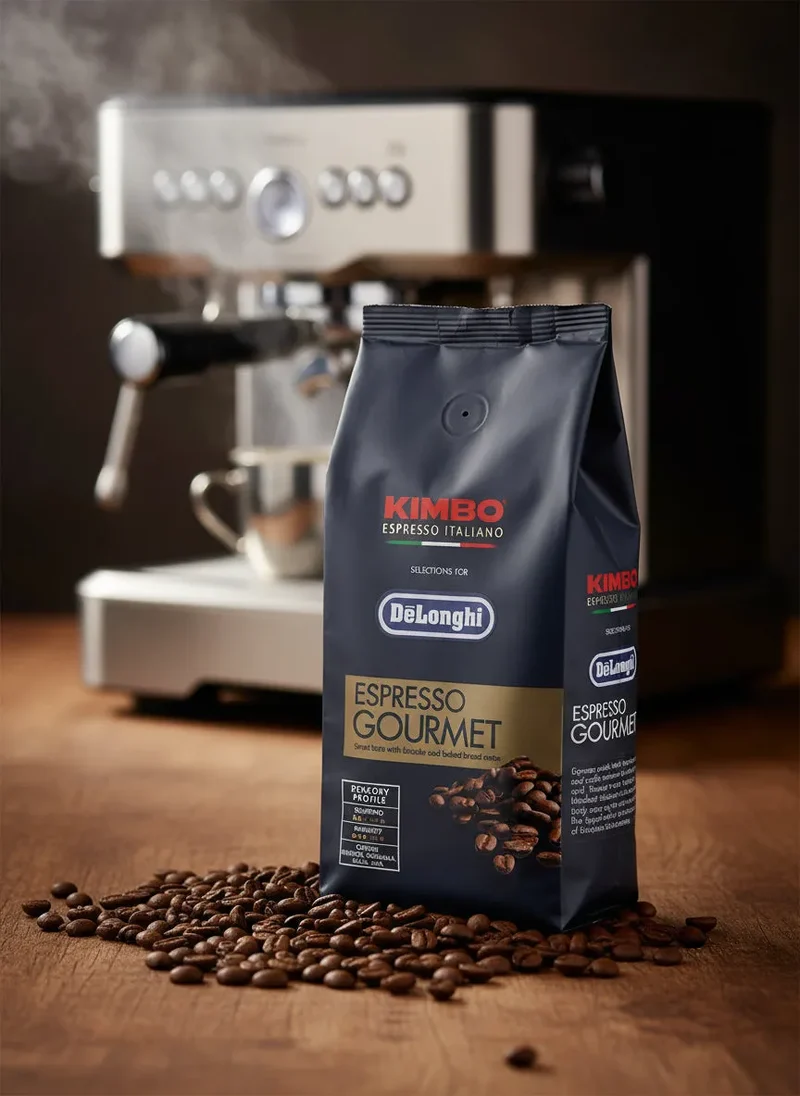 DeLonghi Cafe Kimbo Espresso en grano De'Longhi, Gourmet 80% Arábica 20% Robusta, 250 g