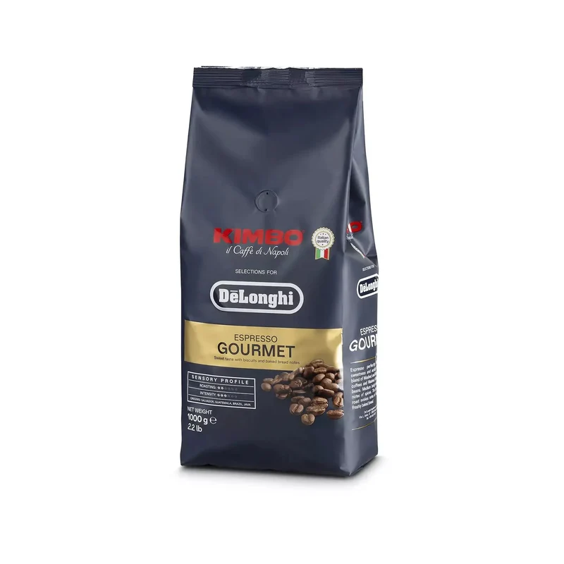 DeLonghi Café en grano Espresso Gourmet De'Longhi-Kimbo 80% Arábica 20% Robusta, 1Kg