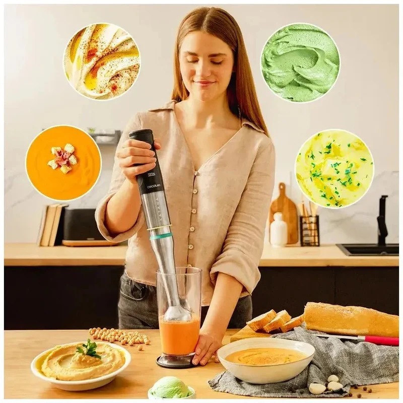 Batidora de Mano 1200W con Cuchillas de Titanio y Tecnología PerreoMove de Cecotec