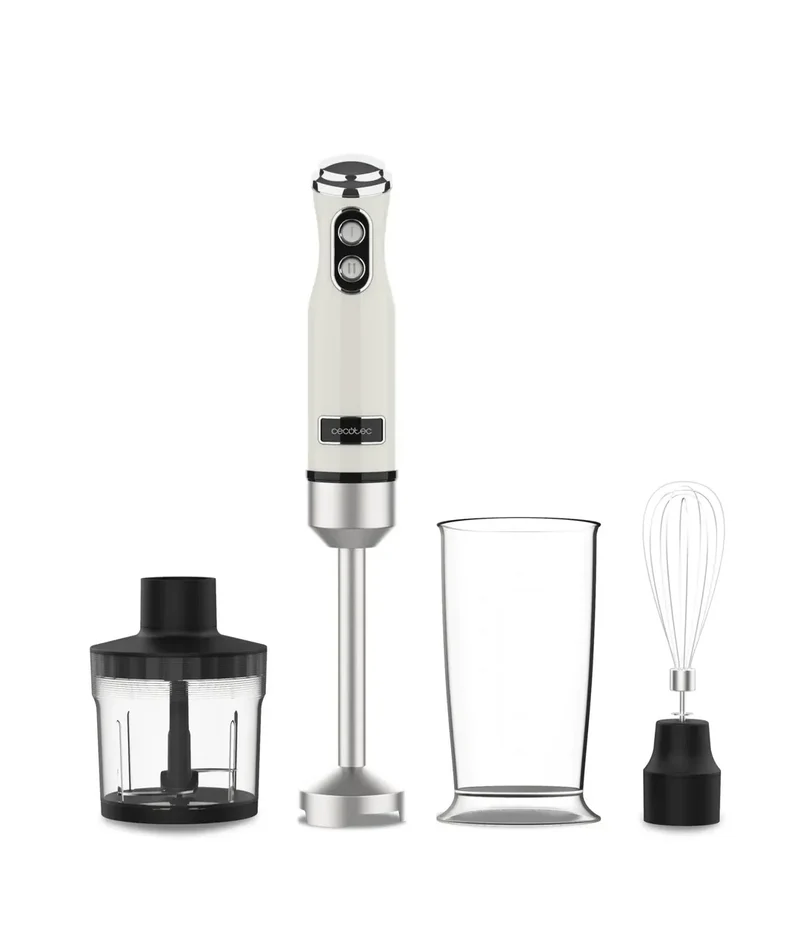 Batidora Retro 1200W con Cuchillas de Titanio y Accesorios para Cocina de Cecotec