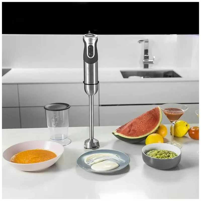 Batidora de Mano 1000W, 21 Velocidades, Cuchillas Titanio, Acero Inoxidable de Cecotec