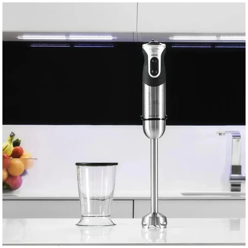 Batidora de Mano 1000W, 21 Velocidades, Cuchillas Titanio, Acero Inoxidable de Cecotec
