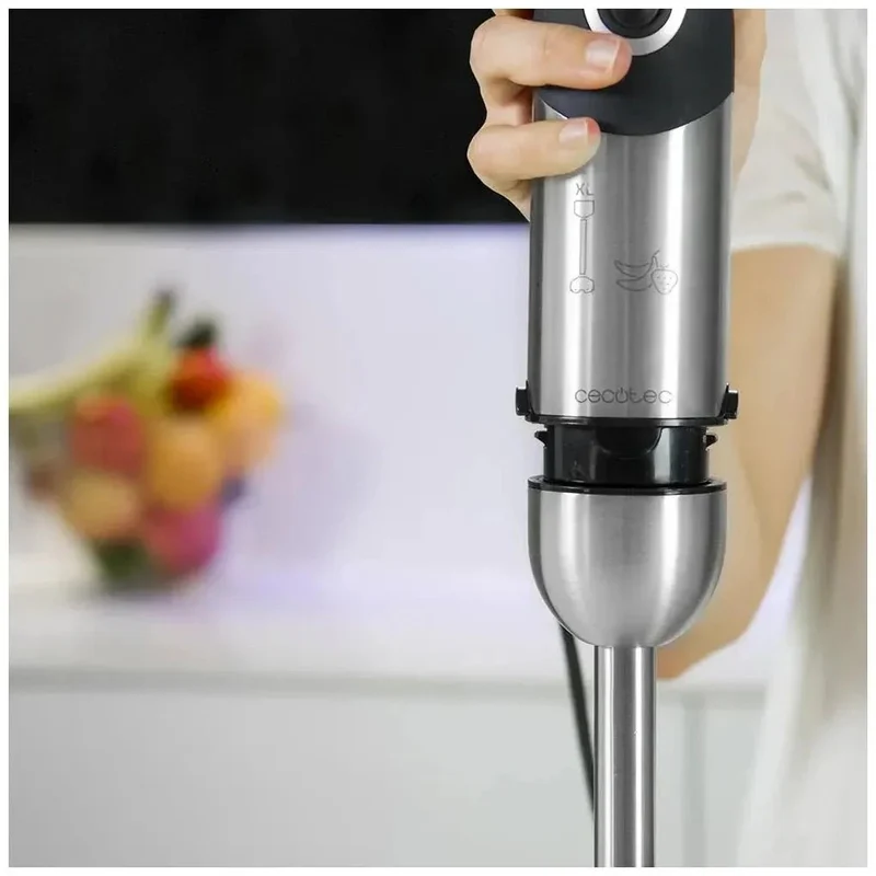 Batidora de Mano 1000W, 21 Velocidades, Cuchillas Titanio, Acero Inoxidable de Cecotec