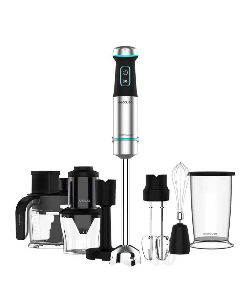 Batidora de Mano 1200W Titanio Negro con Accesorios y Función Turbo de Cecotec
