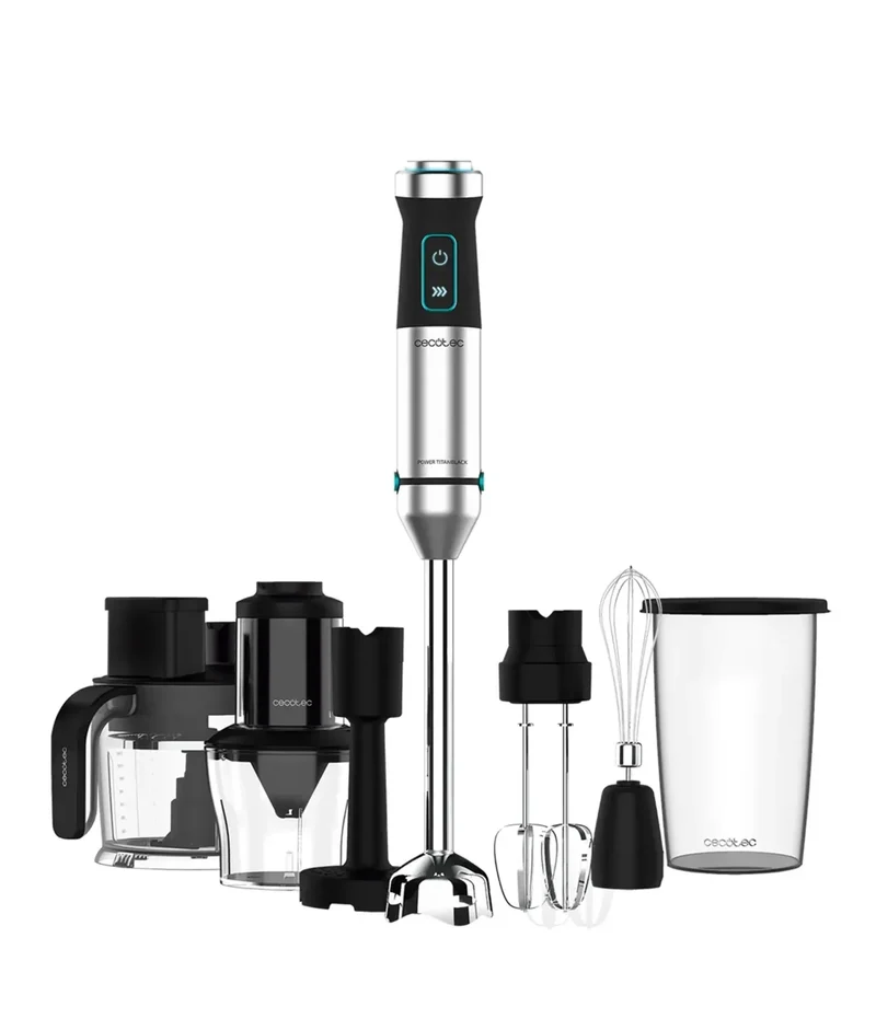 Batidora de Mano 1500W con Accesorios, Cuchillas Titanio y Función Turbo de Cecotec