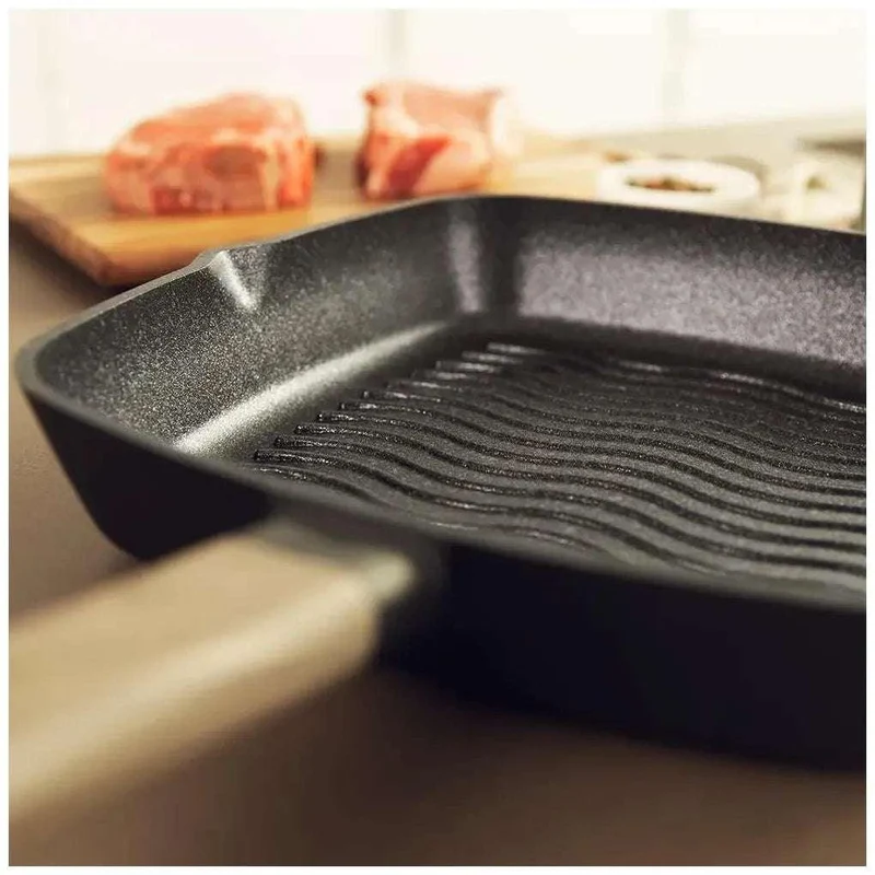 Grill de Aluminio Fundido 28 cm, Antiadhente, Apto Lavavajillas y Todas Cocinas de Cecotec