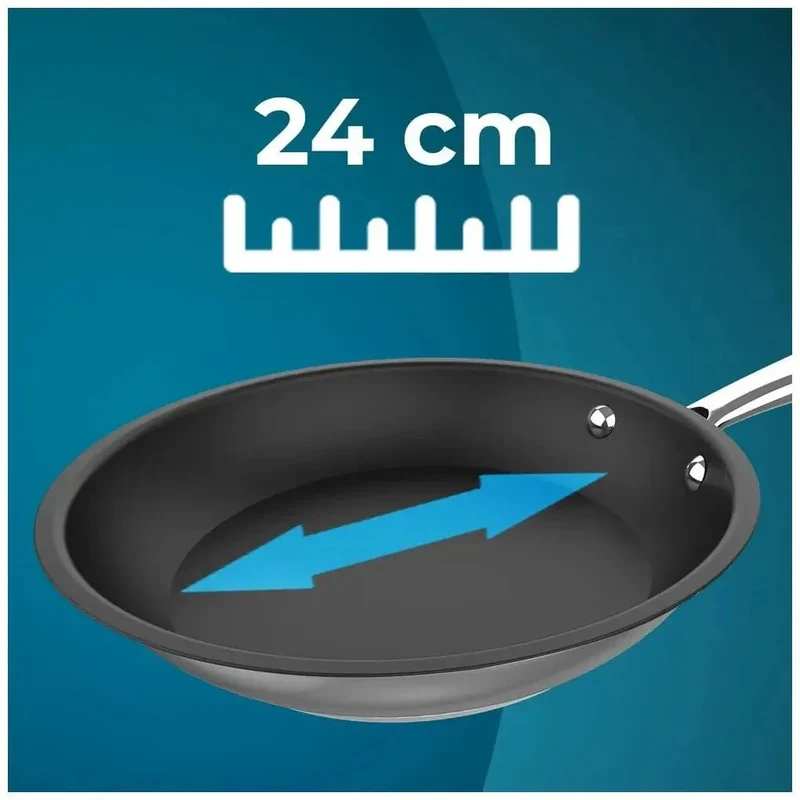 Sartén de Acero Inoxidable 24cm con Revestimiento Antiadherente y Apta para Inducción de Cecotec