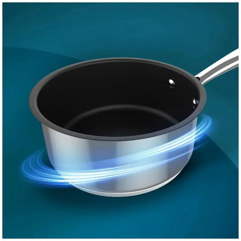 Cazo de Acero Inoxidable 16cm con Tapa de Cristal, Apto para Inducción y Horno de Cecotec