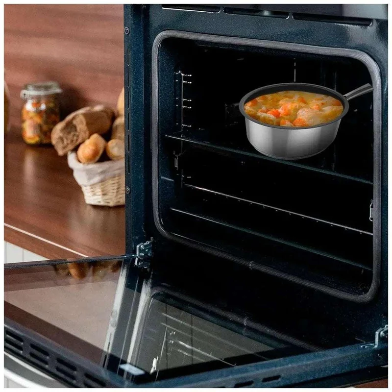 Cazo de Acero Inoxidable 16cm con Tapa de Cristal, Apto para Inducción y Horno de Cecotec