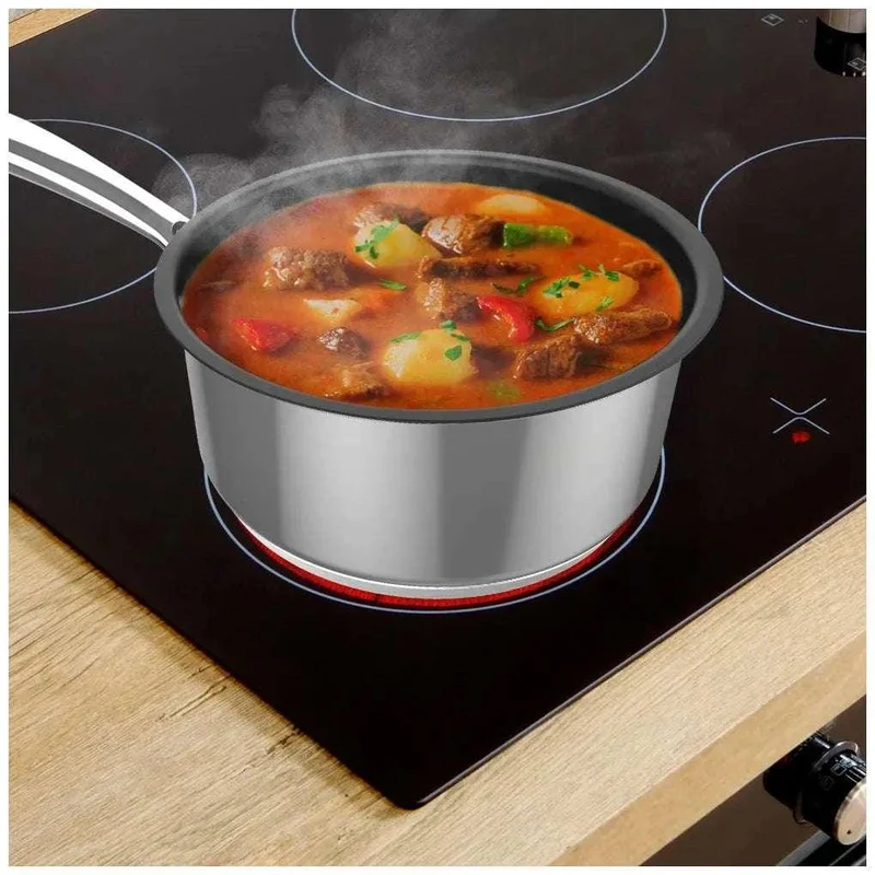 Cazo de Acero Inoxidable 16cm con Tapa de Cristal, Apto para Inducción y Horno de Cecotec