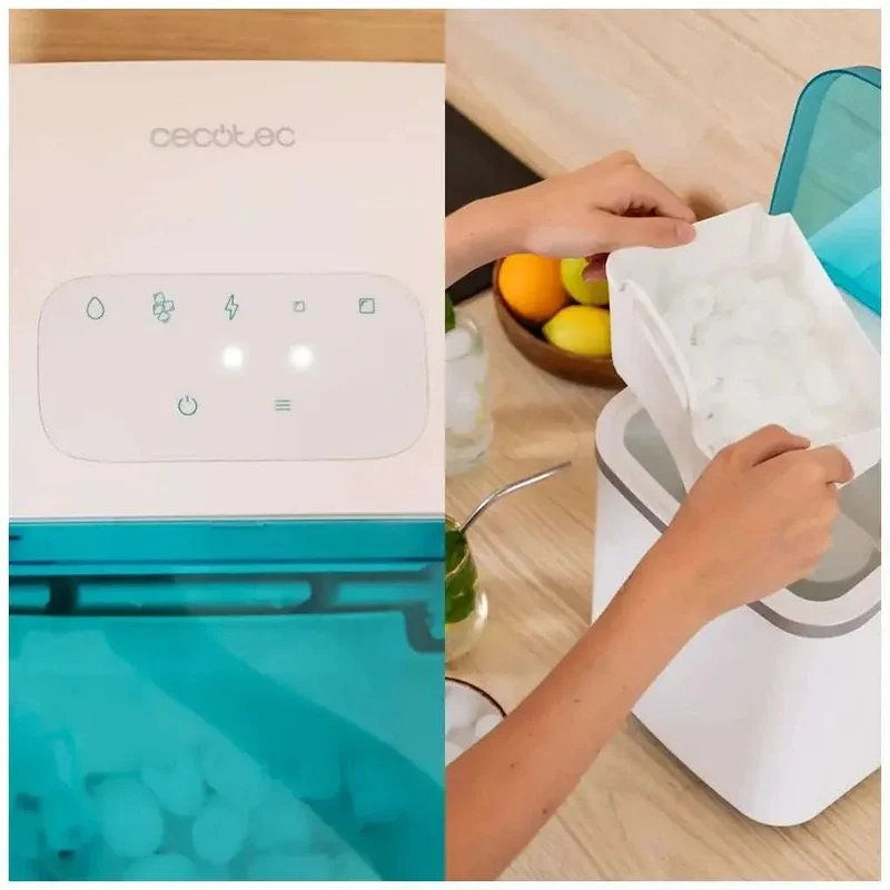 Máquina de Hielo Chillin' Ice 1200: 12 kg/día, 105 W, Autolimpieza y Display Táctil de Cecotec