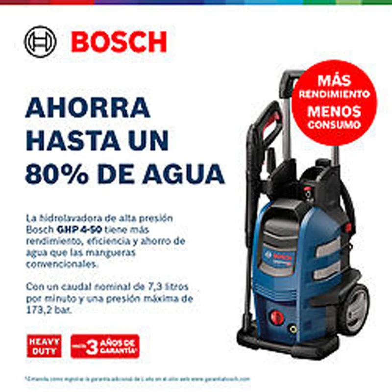 Hidrolavadora de Alta Presión GHP 4-50 2500 PSI, 440 L/h, 2200W, 220V Bosch