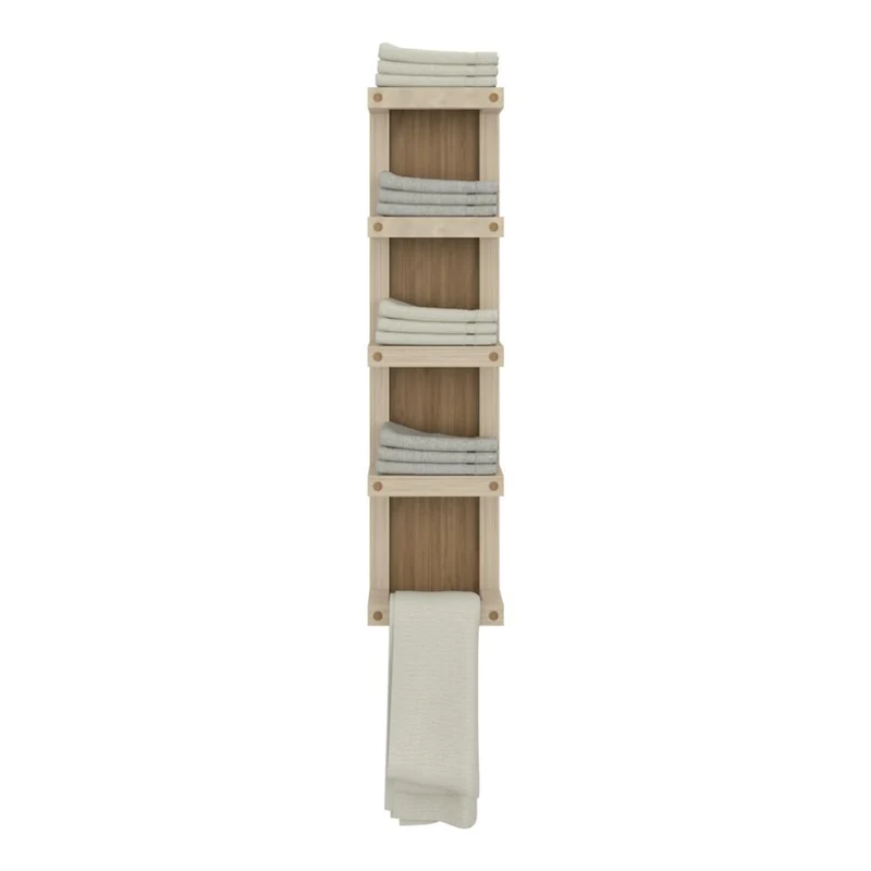 Toallero de Pared Arlington II, Kronos Fresno Europeo, con 5 niveles con gran espacio para ubicar toallas ZF
