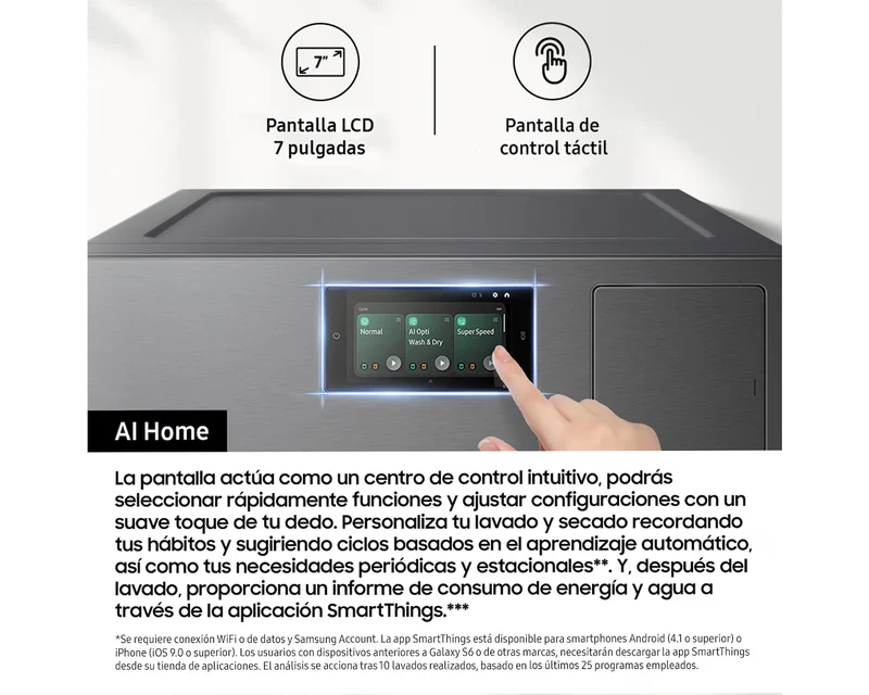 Lavadora Samsung WF90F09C4SU3 Bespoke 9 kg 1400 RPM Autodosificador Grafito Clase A