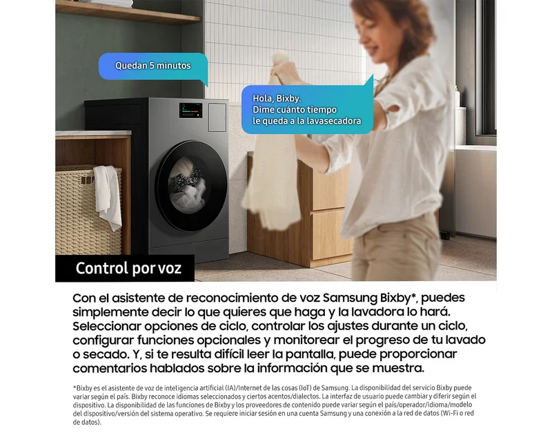 Lavadora Samsung WF90F09C4SU3 Bespoke 9 kg 1400 RPM Autodosificador Grafito Clase A