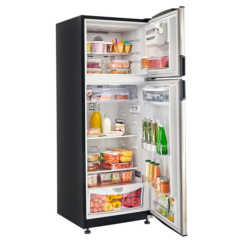 Nevera 271L No Frost con dispensador de agua, manija interna, color inox, tecnología Inverter