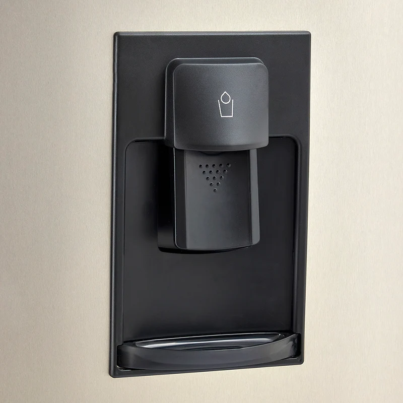 Nevera 271L No Frost con dispensador de agua, manija interna, color inox, tecnología Inverter