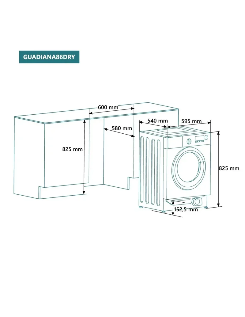Lavadora - secadora integrable Johnson 8 / 6 Kg 1400 RPM GUADIANA86DRY