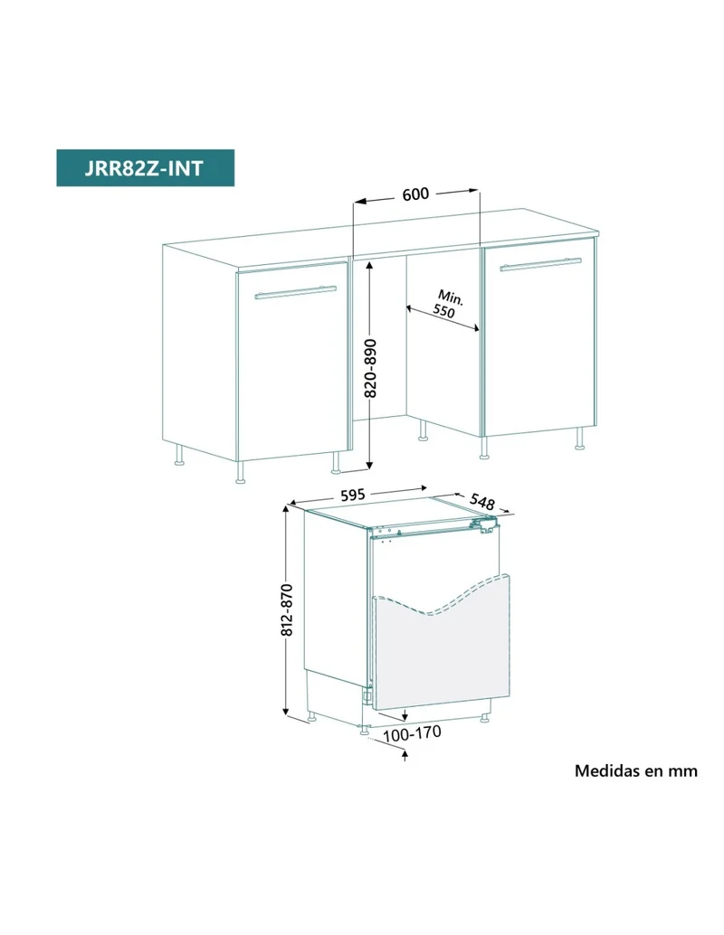 ❄️ Frigorífico Bajo Encimera Integrable Johnson JRR82Z-INT 82 cm – 98L + Congelador