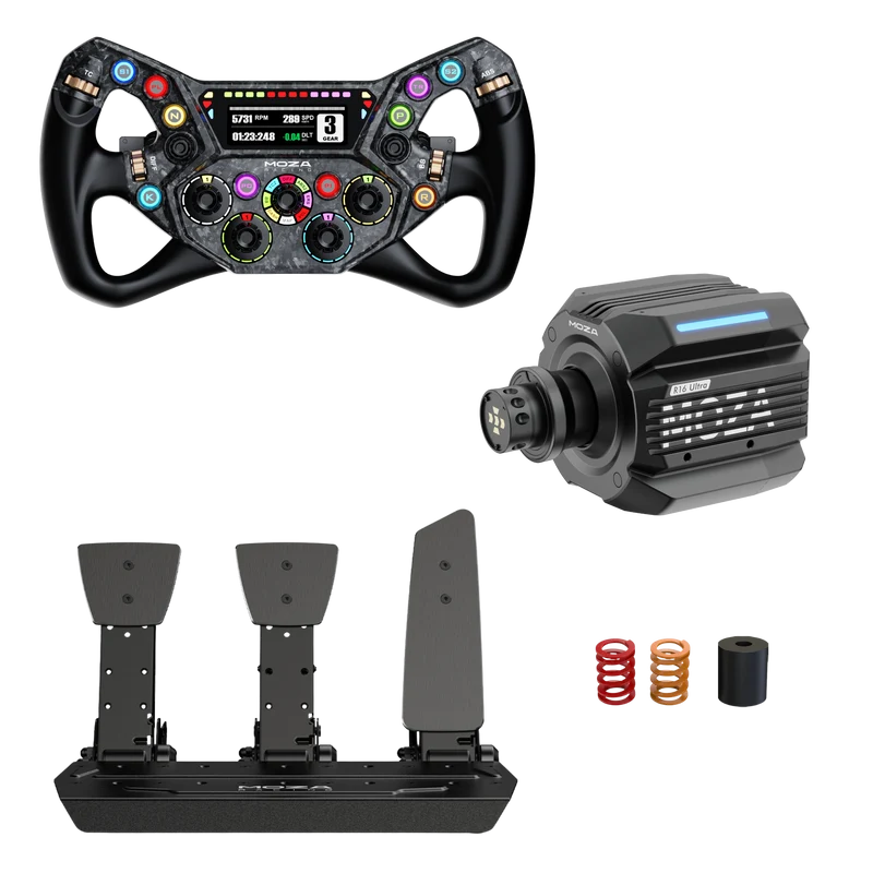 Pack MOZA R16 Ultra – Direct Drive 16 Nm, Volante y Pedales