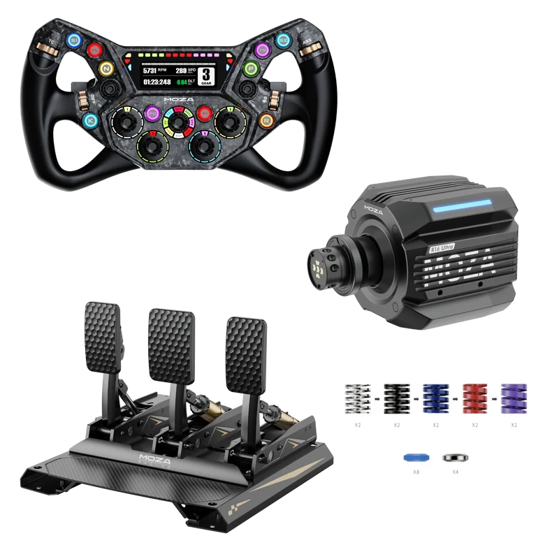 Pack MOZA R16 Ultra – Direct Drive 16 Nm, Volante y Pedales