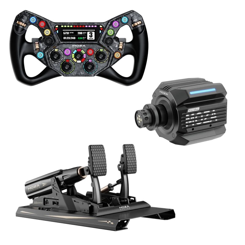 Pack MOZA R16 Ultra – Direct Drive 16 Nm, Volante y Pedales