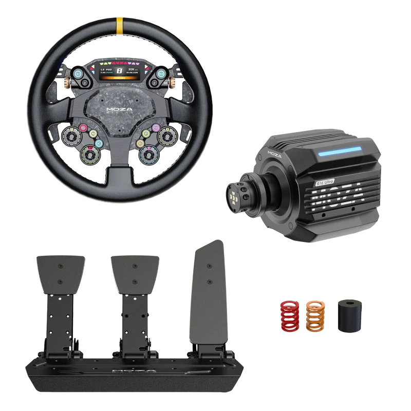 Pack MOZA R16 Ultra – Direct Drive 16 Nm, Volante y Pedales