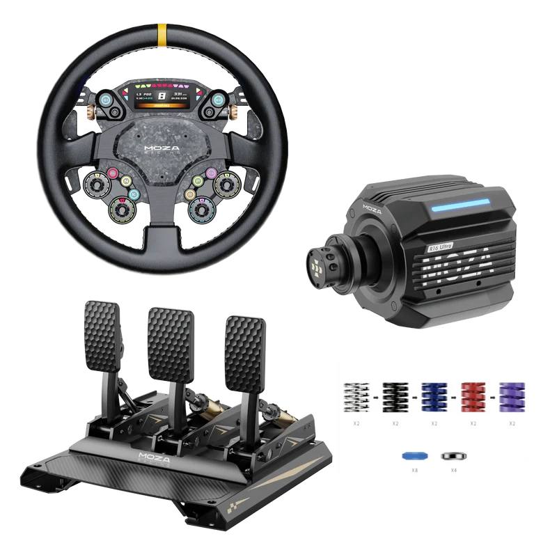 Pack MOZA R16 Ultra – Direct Drive 16 Nm, Volante y Pedales