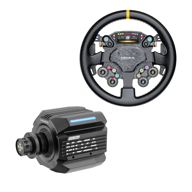 Pack MOZA R16 Ultra – Direct Drive 16 Nm, Volante y Pedales