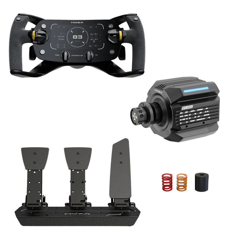 Pack MOZA R16 Ultra – Direct Drive 16 Nm, Volante y Pedales