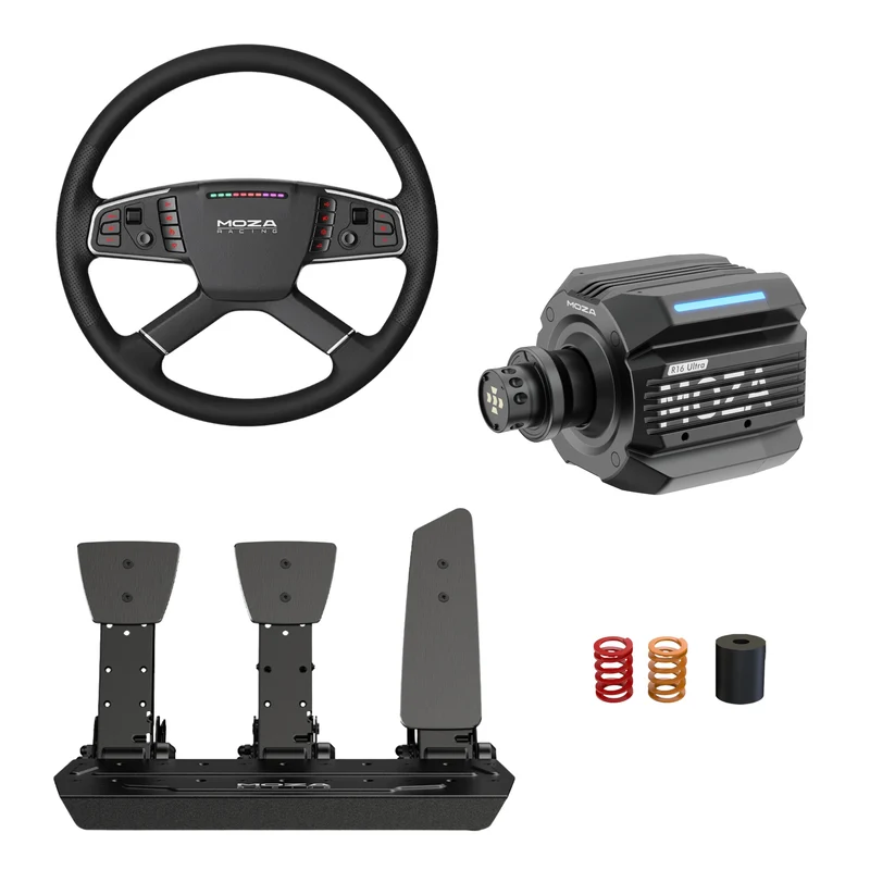 Pack MOZA R16 Ultra – Direct Drive 16 Nm, Volante y Pedales