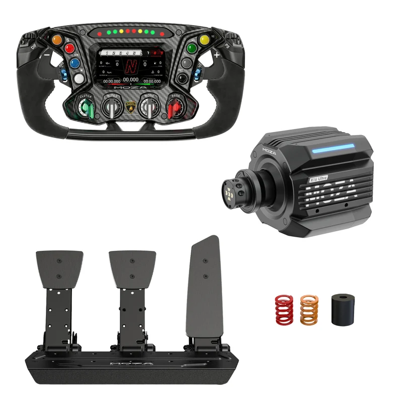 Pack MOZA R16 Ultra – Direct Drive 16 Nm, Volante y Pedales
