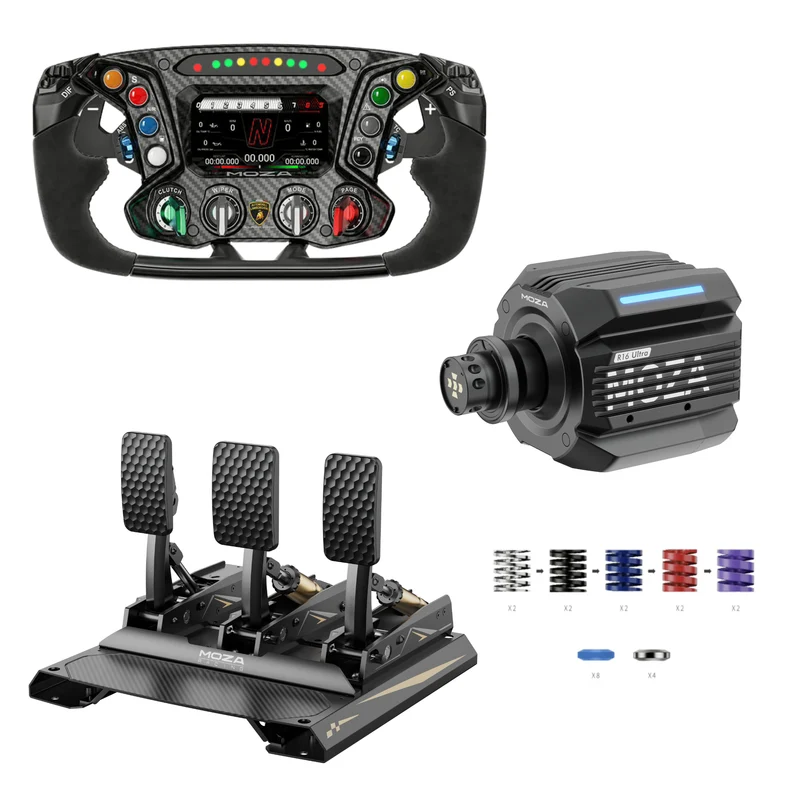 Pack MOZA R16 Ultra – Direct Drive 16 Nm, Volante y Pedales