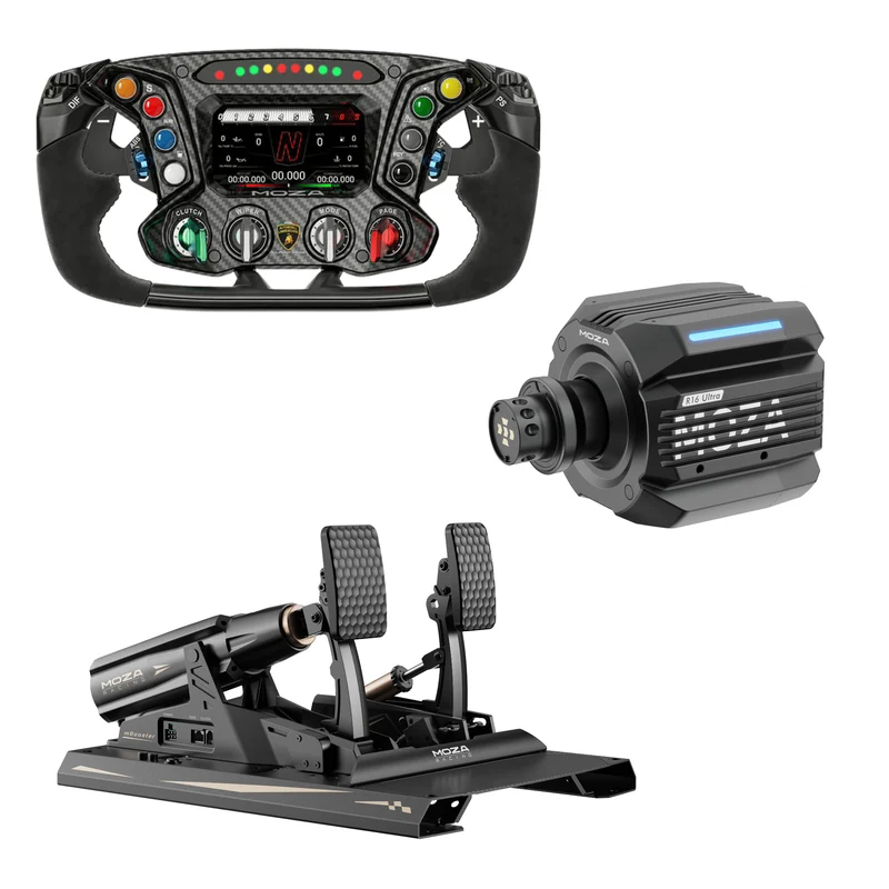Pack MOZA R16 Ultra – Direct Drive 16 Nm, Volante y Pedales